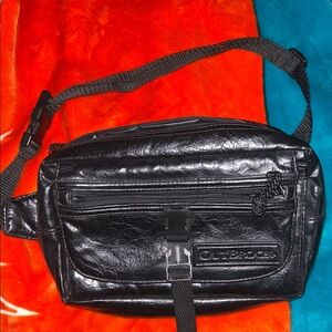 Black Belt Bag with Glossy Finish and Adjustable Strap Vintage